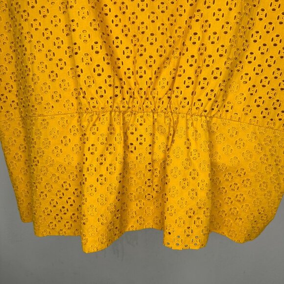 NWOT J Crew Eyelet Button Front Short Sleeves Peplum Yellow Top Size 3X - Picture 6 of 12